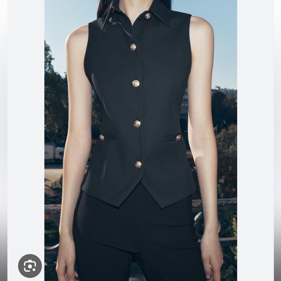Zara Jackets & Blazers - Zara Black Vest with Gold Buttons
